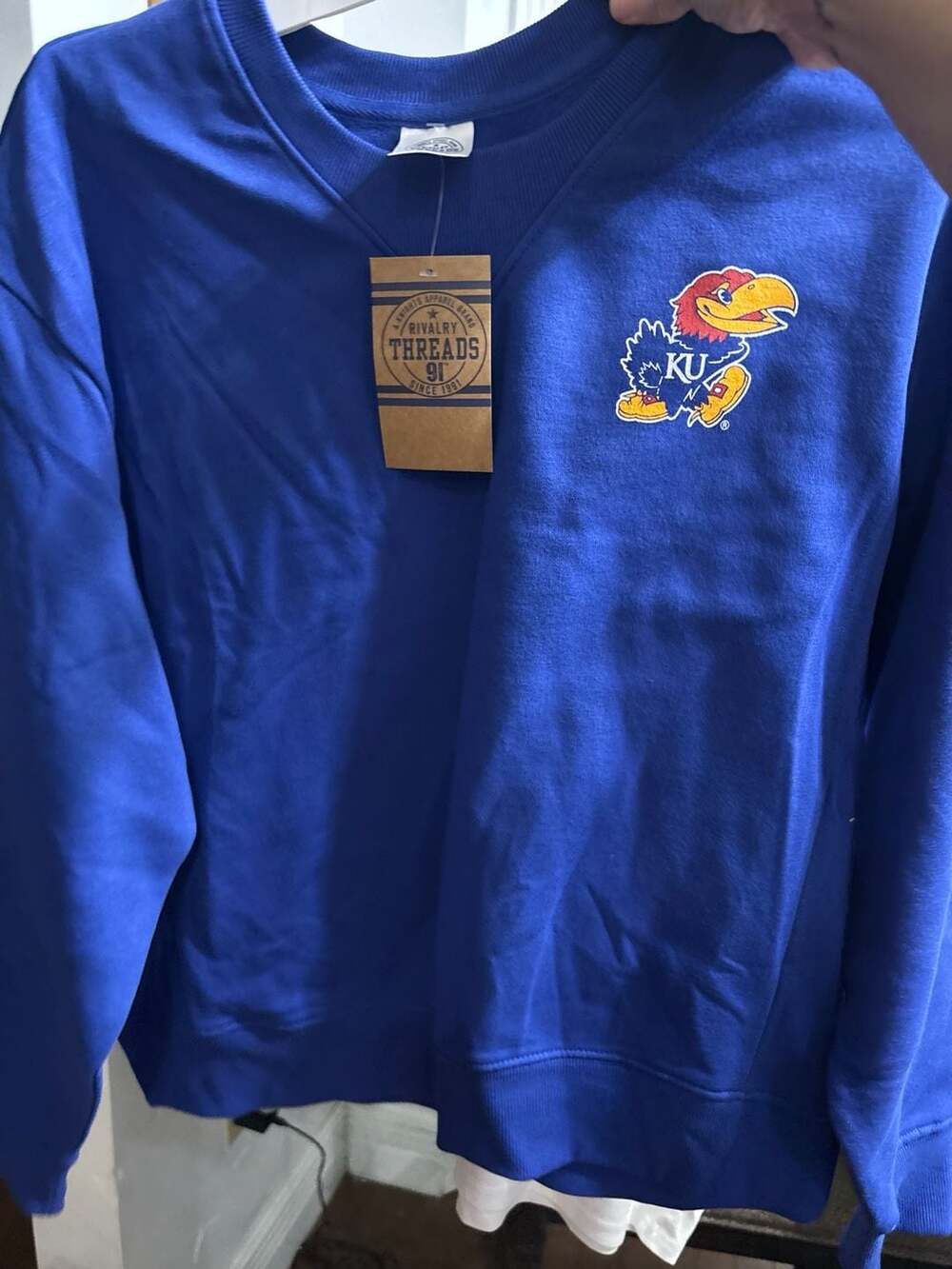 Rivalry Threads NCAA Kansas Jayhawks Blue Fleece Crewneck Sweatshirt Medium NWT